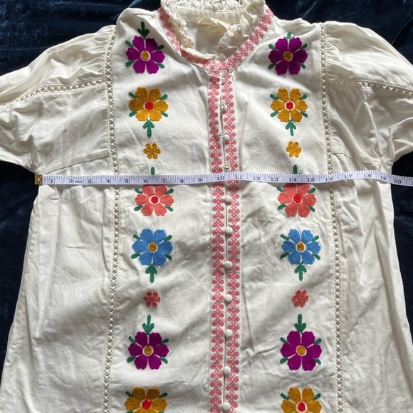 Sezane Yolanda Shirt - Embroidered Button Down blouse Size 8/EU 40 - Picture 2 of 5